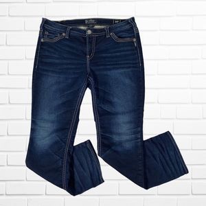 Silver Jeans Womens Size 16 Aiko Mid Slim Boot Dark Blue Joga Pants Casual